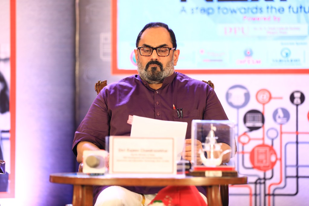 Guest speaker Shri Rajeev Chandrasekhar at the Argus Education Next stage, Bhubaneswar 2022