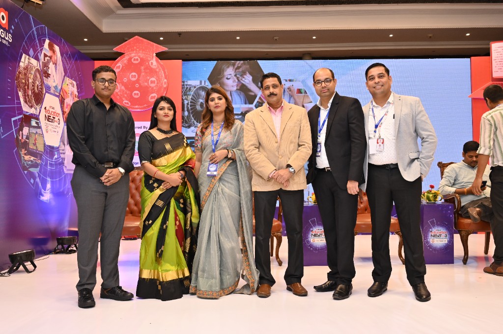 Group photo of speakers and organizers on the Education Next Season 3 stage